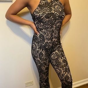 Black Lace flared bottom jumper.